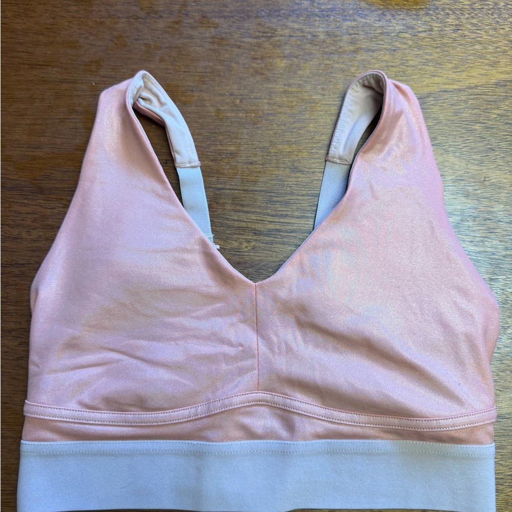 Fabletics metallic iridescent peach Sports Bra